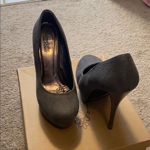 Charlotte Russ suede gray heels